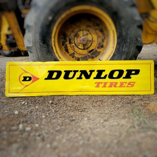 Vintage Metal Tin Dunlop Tires Embossed Logo Sign 5 