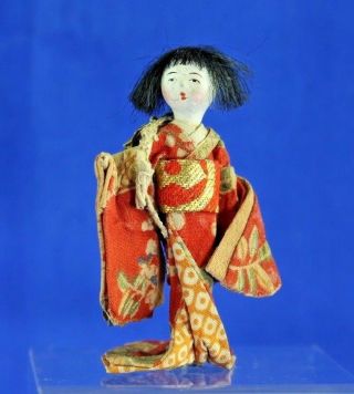 Vintage Japanese Doll House Doll In Kimono With Composition Face