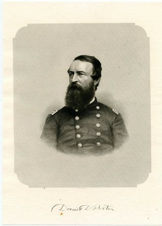 David Dixon Porter,  Civil War Union Admiral/us Naval Academy,  Engraving 8638