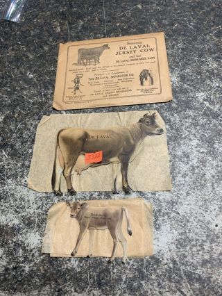 Vintage De Laval Cream Separator Tin Jersey Cow & Calf Set -