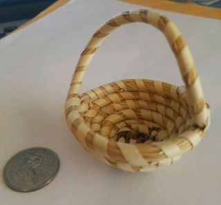 Mini Charleston Sweet Grass Basket With Twisted Handle.  Handmade,  Gullah