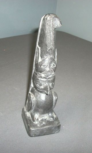 Vintage Soapstone Figurine - Totem Pole W/ Birds - Wolf Sculptures Canada - D Sb