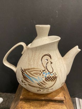 Vintage Red Wing Bob White Bird Quail Teapot