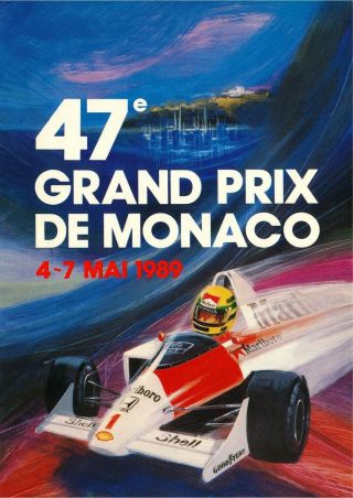Monaco Grand Prix 1989 Vintage Poster Art Print
