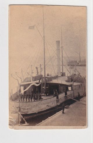 8 Soldiers Armed W Rifles & Bayonets On Stern Of Ship 1860s Civil War Cdv Photo