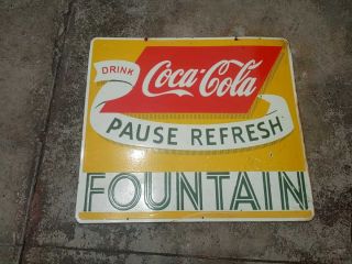 Porcelain Coca Cola Fountain Enamel Sign SIZE 25 