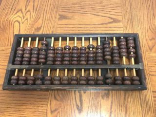 Vintage Abacus Wood & Ornate Brass Ends,  Math Calculator.