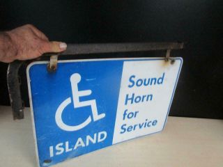 Vintage 2 sided Flange Sign Handicap Island Sound Horn for Service Gas Station 2