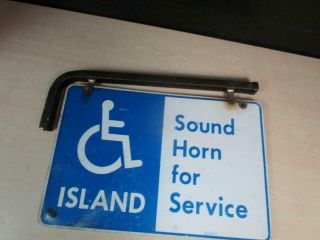 Vintage 2 sided Flange Sign Handicap Island Sound Horn for Service Gas Station 3
