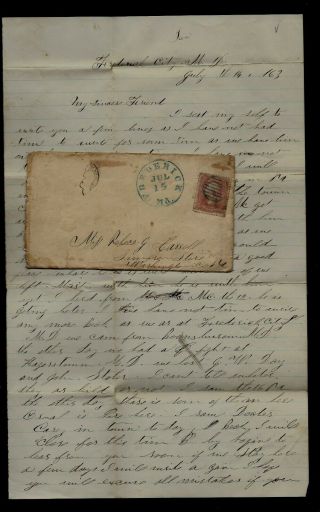 Civil War Letter - 1st Virginia (union) - Historic Gettysburg Campaign Content