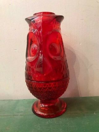 Vintage Viking Glass Ruby Red Owl Glimmer Fairy Lamp Elegant