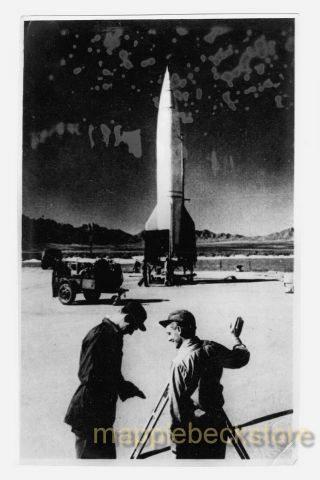 Org.  Photo German V - 2 Rocket At White Sands Preparations For Testing After Wwii