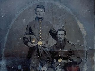 Historic C 1862 1/4 Quarter Plate Tintype Union Soldiers Photo Early Civil War