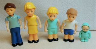 Vintage Little Tikes Blue Roof Dollhouse Family: Dad,  Mom,  Girl,  Boy,  Baby