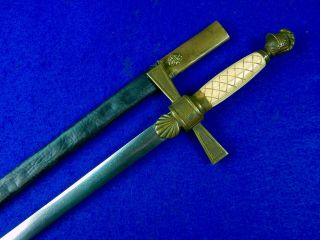 Antique 19 Century Us Civil War Engraved Militia Sword W/ Scabbard