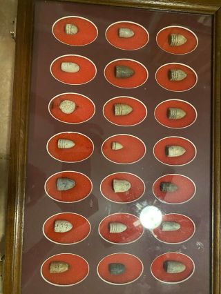 Civil War Area Bullets In A Display Case Antiques 25 Piece Set