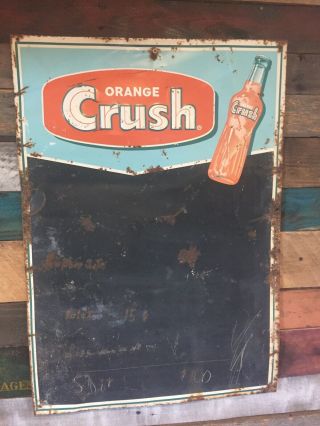 Vintage Embossed Orange Crush Chalkboard Metal Sign