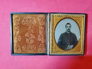 Rare Clear 6th Plate Civil War Soldier Ambrotype