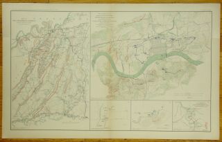Authentic Civil War Map Chickamauga Knoxville Atlanta Campaigns - 1863 - 64