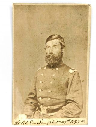 1862 Civil War Cdv Lt.  Col Geo.  Sangster 47th Nysm Officer Photo Fort Mchenry Id