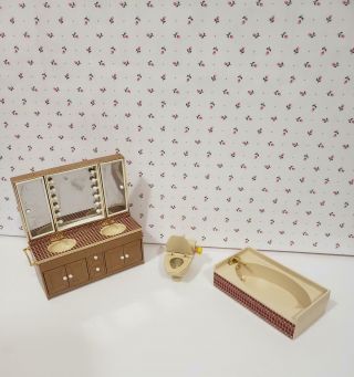Vintage Tomy Dollhouse Furniture Bathroom Set