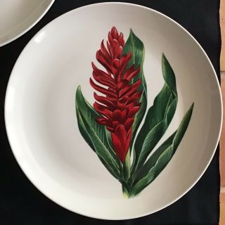 Vintage Santa Anita Ware Flowers Of Hawaii Red Ginger 10” Dinner Plate Californi