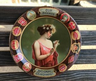 National Cigar Stands Co.  Advertising Cigar Tobacco Tin Litho Tray With Lady