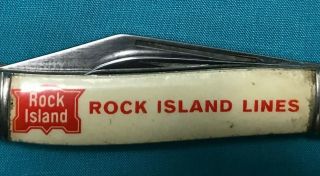 Vintage Rock Island Lines Railroad Advertising Two Blades Pocket Knife.