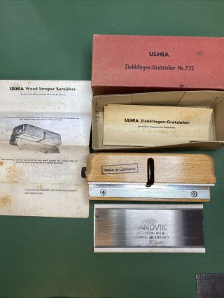 Vintage Ulmia Model 732 Wood Scraper Burnisher,  Sandvik Cabinet Scraper