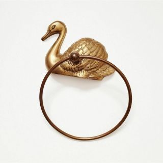 Vintage Brass Duck/swan Towel Ring Holder