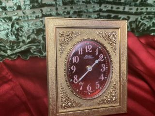 Vintage Rare Red Linden Black Forest Alarm Desk Clock Made In Germany