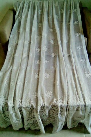 French Vintage Large White Lace Curtain Panel