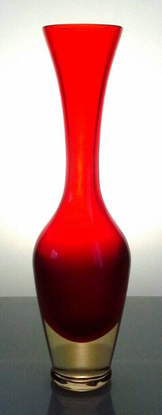 Vintage Murano Flavio Poli Seguso Uranium Sommerso Glass Vase - Uv Glow