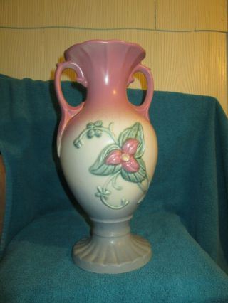 Vintage Hull Art Pottery Large Vase Wild Flower W/ Handles Usa W17 - 12 1/2 "