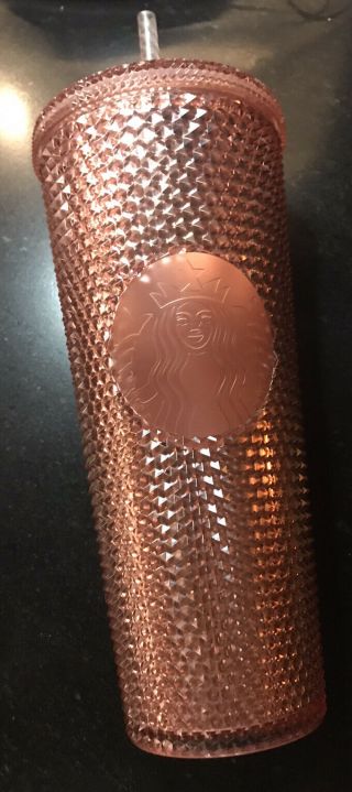 Ln Starbucks Limited Edition Tumbler Studded Rose Gold Cold Cup 24oz 1 Flaw