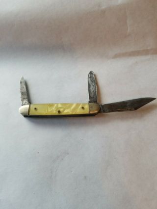 3 Blade Hibbard Spencer Bartlett & Co.  Pocket Knife Vintage Mother Of Pearl