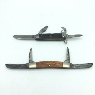 Vintage Hammer Brand Fishing Folding Pocket Knife & Unknown Vintage Knife Usa
