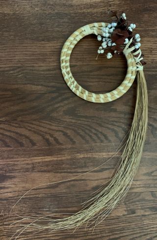 Sweet Grass Gullah Charleston Wall Hanging With Dried Cotton & Eucalyptus 7”wide