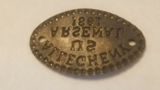 Rare Usa Shield 1861 Civil War Allegheny Arsenal Gilded Brass Saddle Tag