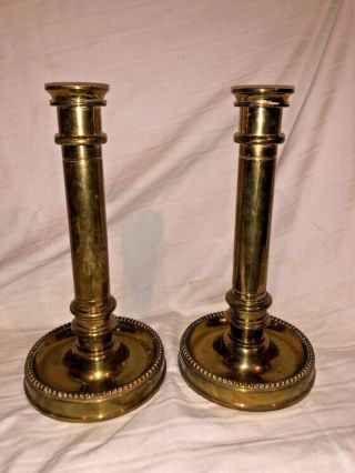 Antique Or Vintage Very Heavy Brass Candlesticks,  4 Lbs 8 Oz Ea