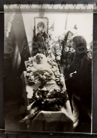 1960s Funeral Of Lovely Young Girl Dead Coffin Post Mortem Soviet Vintage Photo