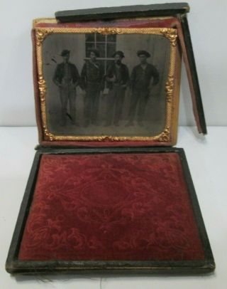 Antique Civil War Soldiers Photo W/ Orginal Frame