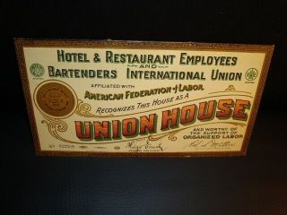 Circa 1920s Union House Hotel & Restaurant Employees Sign
