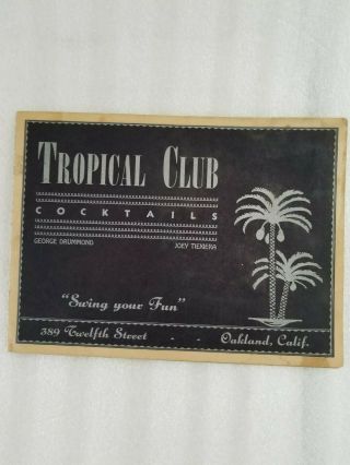 Vintage Wwii Us Army Soldier &sailor B&w Souvenir Photo Tropical Club Oakland Ca