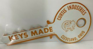 Tin Curtis Industries Lock Co.  Advertising Sign For Keys Make Ca.  1930