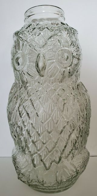 Vintage Owl Clear Glass Jar “the Wise Old Owl” 21” Tall Large Mason Jar No Lid