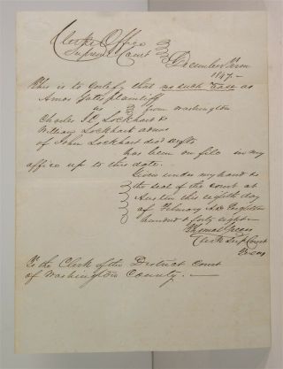 1848 Confederate States General Thomas Green Autograph Document Signed Kia Texas