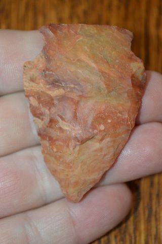 Colorful Red Gravel Chert Archaic Broad Base Benton Lee Co,  Ms 2.  25 X 1.  5