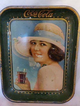 Authentic 1921 Coca - Cola Summer Girl Serving Tray Vintage
