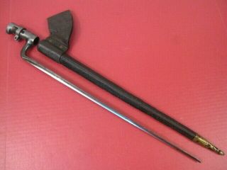 Civil War Era Us Model 1855 Socket Bayonet.  58 Cal W/type Ii Leather Scabbard